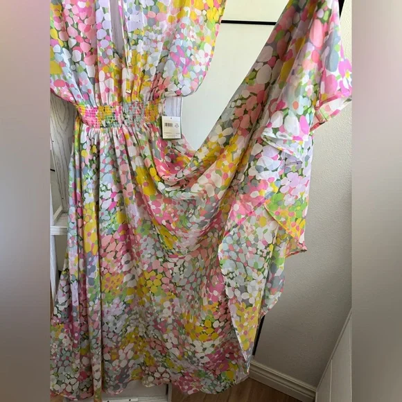 Kate Spade Colorful Floral Dots Beach Cover Up  MIDI Dress - Picture 6 of 11